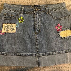 Skechers Blue Denim Skort with Floral Embroidery Girls size 16